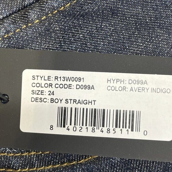 R13 Women's Boy Straight Cropped Jeans Avery Indigo Blue Size 24 – NWT - Picture 4 of 7